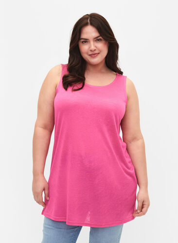 Zizzifashion Top with structure and round neckline, Shocking Pink, Model image number 0