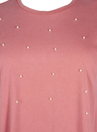 Zizzifashion T-shirt with pearls, Heather Rose Washed, Packshot image number 2