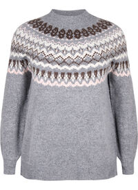 Knitted jumper with patterns and long sleeves