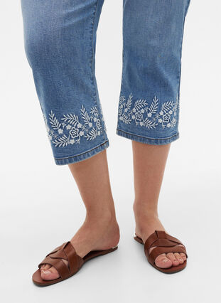 Zizzifashion High-waisted Amy knickers with embroidery, Light blue denim, Model image number 3