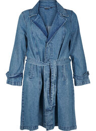 Denim trench coat with belt, Blue Denim, Packshot