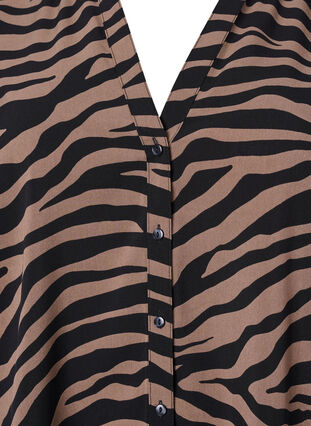 Zizzifashion V-neck shirt with zebra print, Black/Brown Zebra, Packshot image number 2