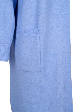 Zizzifashion Long knitted cardigan with pockets, Cornflower Blue Mel., Packshot image number 3