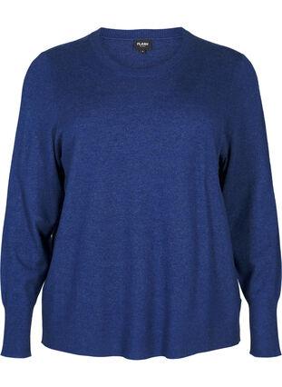 Zizzifashion FLASH - Knitted blouse with a round neck, Estate Blue Mel., Packshot image number 0