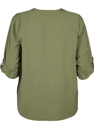 Zizzifashion Viscose shirt blouse with 3/4 sleeves, Winter Moss, Packshot image number 1