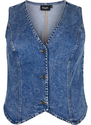 Zizzifashion Slim fit denim vest with buttons, Blue Denim, Packshot image number 0