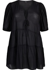 A-line viscose tunic with lace-up detail