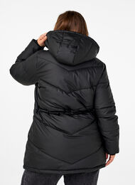 Water-repellent puffer jacket with hood, Black, Model