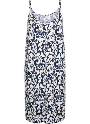 Zizzifashion Viscose strap dress with print, Navy Bl. Ethnic AOP, Packshot image number 1