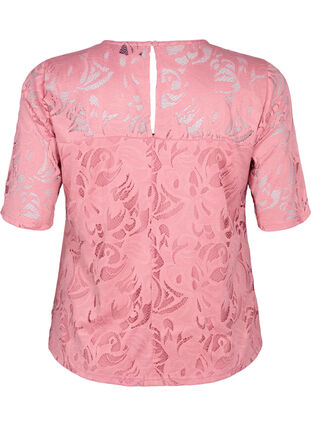 Zizzifashion Lace blouse with short sleeves, Dusty Rose, Packshot image number 1