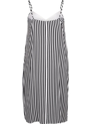 Zizzifashion FLASH - Striped strap dress in viscose, Black White Stripe, Packshot image number 1