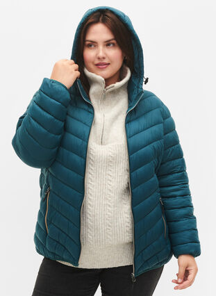 Zizzifashion Lightweight jacket with hood, Deep Teal, Model image number 0