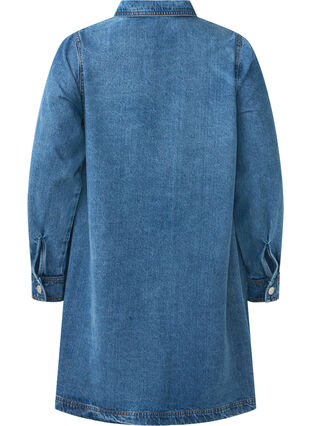 Zizzifashion Short denim dress with A-shape and long sleeves, Blue Denim, Packshot image number 1