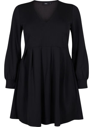 Zizzifashion A-shape dress with v-neck, Black, Packshot image number 0