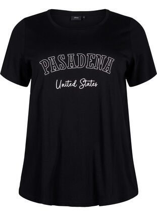 Zizzifashion Cotton T-shirt with text, Black W. Pasadena, Packshot image number 0