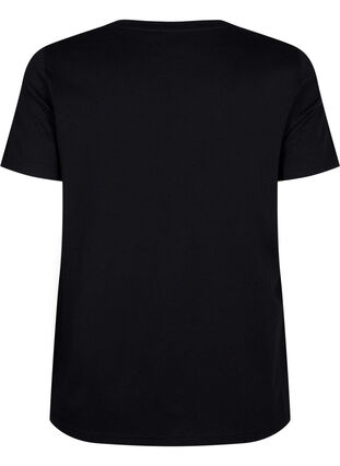 Zizzifashion Cotton T-shirt with text, Black W. Pasadena, Packshot image number 1