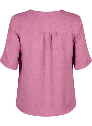 Zizzifashion V-neck shirt blouse with short sleeves, Bordeaux, Packshot image number 1