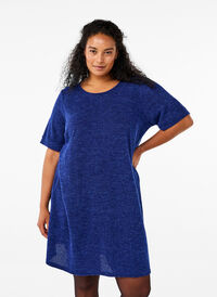 T-shirt dress with pockets and short sleeves, Sodalite Blue, Model