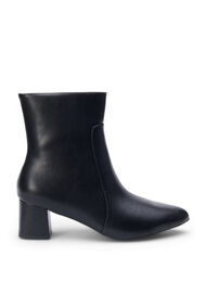 Wide fit - Leather ankle boots with heel, Black, Packshot