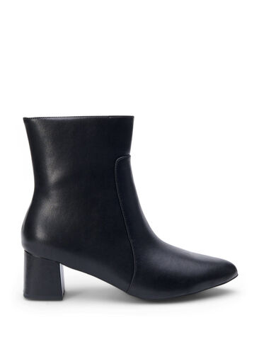 Zizzifashion Wide fit - Leather ankle boots with heel, Black, Packshot image number 0