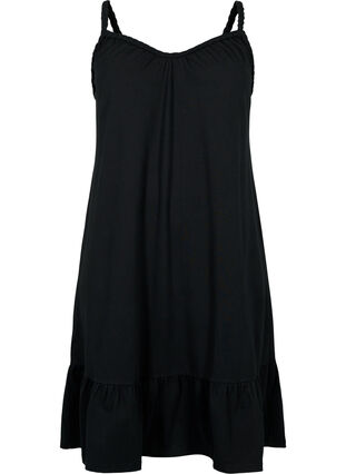 Zizzifashion Viscose beach dress with braided straps, Black, Packshot image number 0