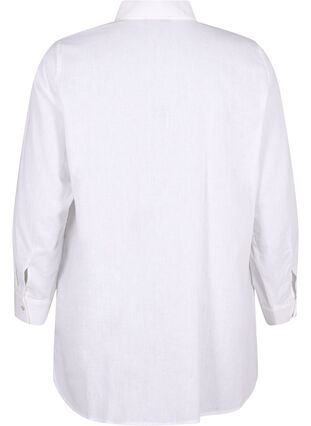 Zizzifashion Long shirt in linen and cotton, Bright White, Packshot image number 1