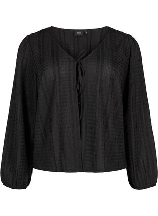 Zizzifashion Cardigan with ties, Black, Packshot image number 0