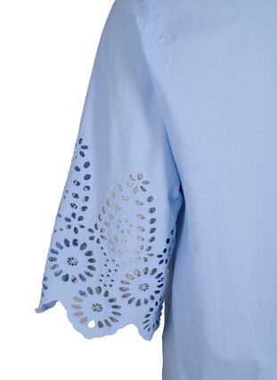 Zizzifashion Shirt blouse with broderie anglaise and 3/4 sleeves, Serenity, Packshot image number 3