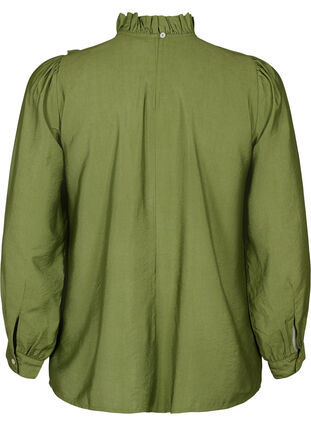 Zizzifashion Viscose blouse with frills, Loden Green, Packshot image number 1