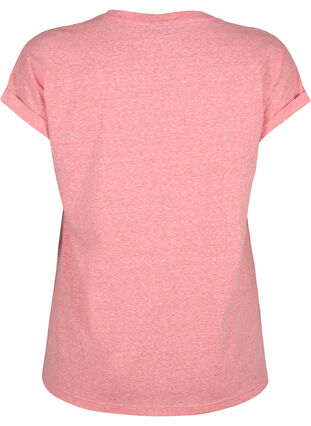 Zizzifashion Melange t-shirt with short sleeves, Living Coral Mel., Packshot image number 1