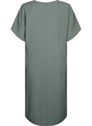 Zizzifashion V-neck dress in viscose, Thyme, Packshot image number 1