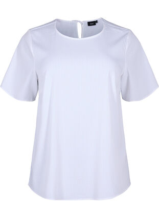 Zizzifashion Short-sleeved viscose blouse with ties, Bright White, Packshot image number 0