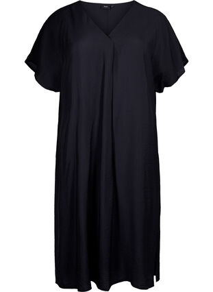 Zizzifashion V-neck dress in viscose, Black, Packshot image number 0