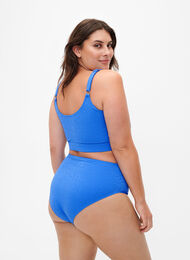 Leo-textured bikini top, Palace Blue, Model