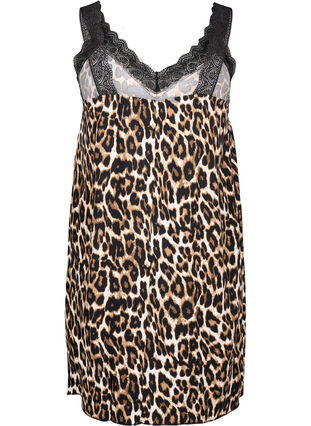 Zizzifashion Strap dress in viscose with lace, Leopard, Packshot image number 1