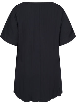 Short sleeve viscose tunic, Black, Packshot image number 1