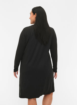 Zizzifashion FLASH - Long sleeve dress with turtleneck, Black, Model image number 1