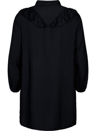 Zizzifashion Shirt dress with ruffles and embroidery, Black, Packshot image number 1