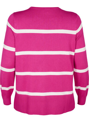 Zizzifashion Knitted viscose blouse with stripes, Fuchsia Red Comb, Packshot image number 1