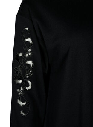 Zizzifashion Sweat dress with embroidered details, Black, Packshot image number 3