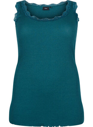 Zizzifashion Top with lace trim, Deep Teal, Packshot image number 0