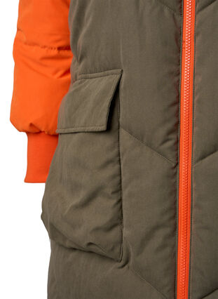 Zizzifashion Long colorblock winter jacket with hood, Bungee Cord Comb, Packshot image number 3