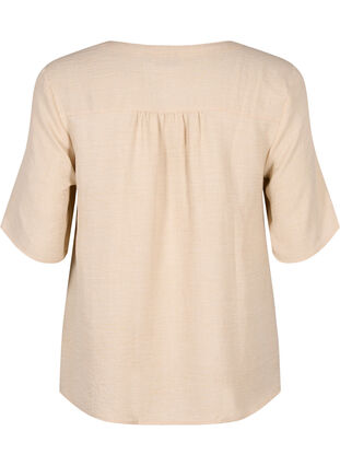 Zizzifashion V-neck shirt blouse with short sleeves, Cement, Packshot image number 1