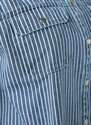 Zizzifashion Solid-colored denim shirt with chest pockets, Light B.Denim Stripe, Packshot image number 2