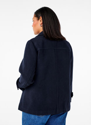 Zizzifashion Short wool coat with pockets, Dark Navy, Model image number 1