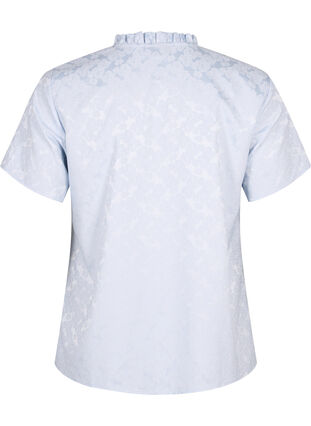 Zizzifashion Short-sleeved jacquard blouse with ties, Ancient Water, Packshot image number 1