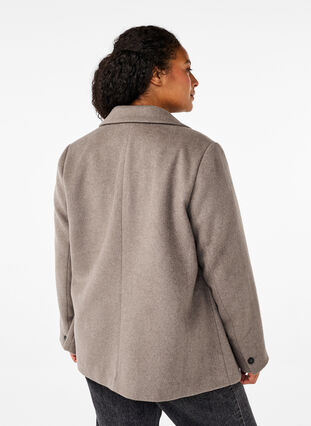 Zizzifashion Wool blazer with brushed texture, Desert Taupe Mel., Model image number 1