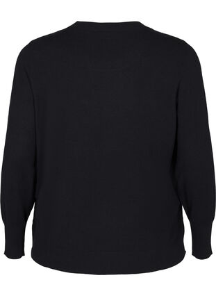 Zizzifashion FLASH - Knitted blouse with a round neck, Black, Packshot image number 1