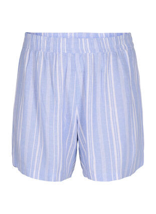Zizzifashion Striped shorts in a linen-viscose blend, Serenity Wh.Stripe, Packshot image number 0