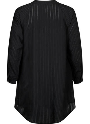 Zizzifashion Long viscose shirt with striped pattern, Black, Packshot image number 1